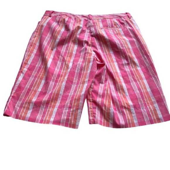 Jones New York Stretch Bermuda shorts Size 14 pink/orange/white stripe - Picture 6 of 6